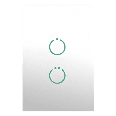 (ZWAVE) Interruptor On/Off panel táctil touch inalámbrico Zwave Plus 2 botones. No requiere cable neutro, Compatible con Hubitat HC8, Álula  M2M, otros 