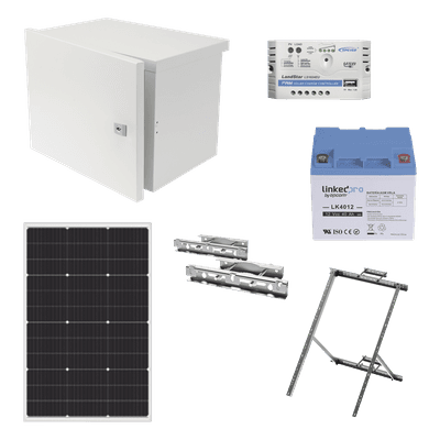 Kit de Alimentación PV para CCTV 12 Vcc Hasta Máximo 14 Watts para Cámara y Enlace