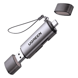 Lector de Tarjetas / USB-C 3.1 + USB-A 3.0 / 5 Gbps / Dual Ranura SD/MicroSD / Lectura Simultánea / Aluminio / OTG