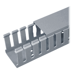 Canaleta Ranurada de PVC con Tapa / Tipo F / 32 mm Ancho x 28.7 mm Alto / 2 m (6.56 ft) Largo / Gris