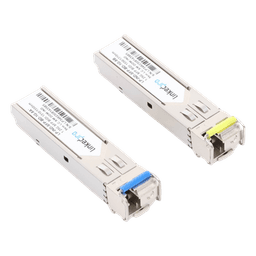 Transceptores Ópticos Industriales Bidireccionales SFP (Mini-Gbic) / Monomodo 1310 & 1550 nm / 1.25 Gbps / 1000BASE-BX / Conector LC/UPC Simplex / DDM / Hasta 5 km / 2 Piezas