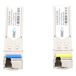 Transceptores Ópticos Industriales Bidireccionales SFP (Mini-Gbic) / Monomodo 1310 & 1550 nm / 1.25 Gbps / 1000BASE-BX / Conector LC/UPC Simplex / DDM / Hasta 5 km / 2 Piezas
