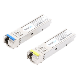 Transceptores Ópticos Industriales Bidireccionales SFP (Mini-Gbic) / Monomodo 1310 & 1550 nm / 1.25 Gbps / 1000BASE-BX / Conector LC/UPC Simplex / DDM / Hasta 10 km / 2 Piezas