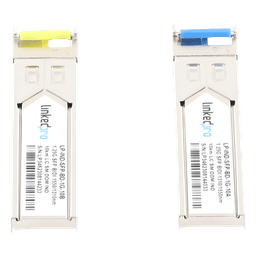 Transceptores Ópticos Industriales Bidireccionales SFP (Mini-Gbic) / Monomodo 1310 & 1550 nm / 1.25 Gbps / 1000BASE-BX / Conector LC/UPC Simplex / DDM / Hasta 10 km / 2 Piezas