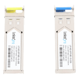 Transceptores Ópticos Industriales Bidireccionales SFP (Mini-Gbic) / Monomodo 1310 & 1550 nm / 1.25 Gbps / 1000BASE-BX / Conector LC/UPC Simplex / DDM / Hasta 20 km / 2 Piezas