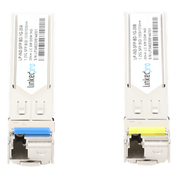 Transceptores Ópticos Industriales Bidireccionales SFP (Mini-Gbic) / Monomodo 1310 & 1550 nm / 1.25 Gbps / 1000BASE-BX / Conector LC/UPC Simplex / DDM / Hasta 20 km / 2 Piezas