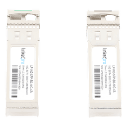 Transceptores Ópticos Industriales Bidireccionales SFP+ (Mini-Gbic) / Monomodo 1270 & 1330 nm / 10 Gbps / 10GBASE / Conector LC/UPC Simplex / DDM / Hasta 5 km / 2 Piezas