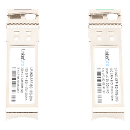 Transceptores Ópticos Industriales Bidireccionales SFP+ (Mini-Gbic) / Monomodo 1270 & 1330 nm / 10 Gbps / 10GBASE / Conector LC/UPC Simplex / DDM / Hasta 20 km / 2 Piezas