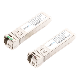Transceptores Ópticos Industriales Bidireccionales SFP+ (Mini-Gbic) / Monomodo 1270 & 1330 nm / 10 Gbps / 10GBASE / Conector LC/UPC Simplex / DDM / Hasta 20 km / 2 Piezas