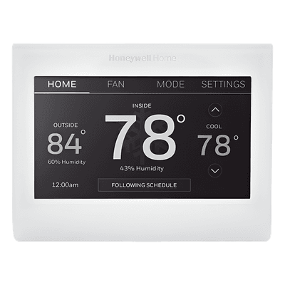 Termostato Wi-Fi con pantalla táctil a color, control remoto vía app, compatible con sistemas convencionales o bomba de calor, uso residencial y comercial ligero
