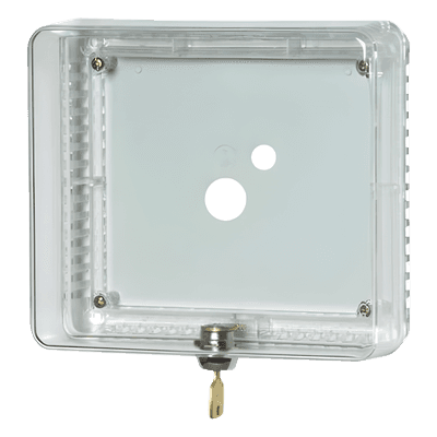 Guarda Antimanipulación para Termostato / Policarbonato Transparente / Montaje Vertical u Horizontal / Cerradura con Llave / Tamaño Mediano