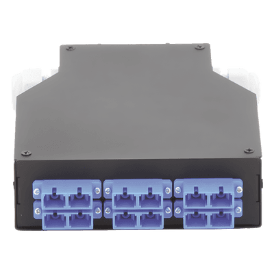 Distribuidor de Fibra Óptica / Riel DIN / 6 Acopladores SC/UPC Dúplex Monomodo / Charola 24 Fusiones / IP67 / 4x12.6x14.2 cm