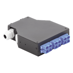 Distribuidor de Fibra Óptica / Riel DIN / 6 Acopladores SC/UPC Dúplex Monomodo / Charola 24 Fusiones / IP67 / 4x12.6x14.2 cm