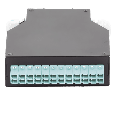 Distribuidor de Fibra Óptica / Riel DIN / 12 Acopladores LC/UPC Dúplex Multimodo / Charola 24 Fusiones / Acero Laminado / 1.57 x 4.96 x 5.59 in