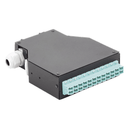 Distribuidor de Fibra Óptica / Riel DIN / 12 Acopladores LC/UPC Dúplex Multimodo / Charola 24 Fusiones / Acero Laminado / 1.57 x 4.96 x 5.59 in