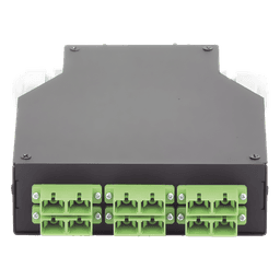 Distribuidor de Fibra Óptica / Riel DIN / 6 Acopladores SC/APC Dúplex Monomodo / Charola 24 Fusiones / 1.57 x 4.96 x 5.59 in