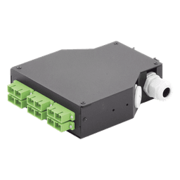 Distribuidor de Fibra Óptica / Riel DIN / 6 Acopladores SC/APC Dúplex Monomodo / Charola 24 Fusiones / 1.57 x 4.96 x 5.59 in