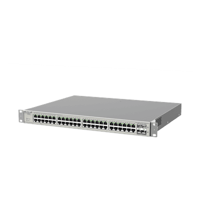 Switch Administrable Capa 3 / 48 Puertos Gigabit PoE+ / 4 SFP+ 10Gb / 176 Gb/s / 740W PoE / Protección 6 kV