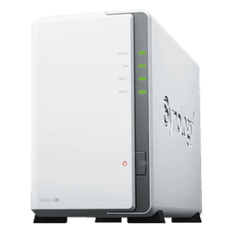 NAS DiskStation DS223j | 2 Bahías | CPU Realtek RTD1619B 1.7 GHz | 1 GB DDR4 | Puerto 1GbE RJ-45 | USB 3.2 Gen 1 | Compatible con HDD y SSD | Synology DSM | RAID 0, 1, JBOD | SMB, AFP, NFS, FTP | Vigilancia IP