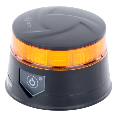 Baliza LED Recargable, Compacta y Discreta, Color Ámbar, Con Montaje Magnético y de Succión