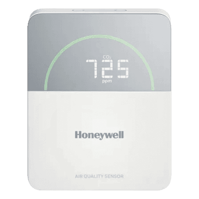 Sensor de calidad del aire interior con display, mide temperatura, humedad, CO2, PM2.5 y TVOC, comunicación BACnet, Modbus y Sylk Bus