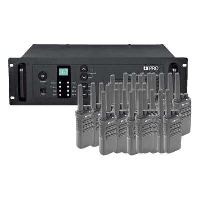 Paquete de Repetidor y Radios / VHF / 40 Radios Portátiles / Digital-Analógico / Cobertura Extendida