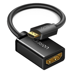 Adaptador Micro HDMI a HDMI (HDMI Tipo D) / 18Gbps / 4K@60Hz / HDR / Tecnología 3D / ARC / Carcasa PC+ABS / HDCP / Longitud de 22 cm (8.66 pulgadas)