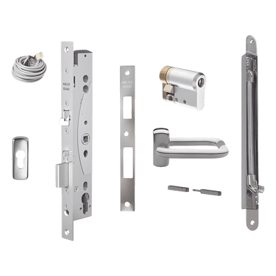 Kit de cerradura electrificada / Perfil angosto / Control de acceso exterior / Salida libre interior / Puerta simple