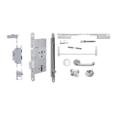 Kit de Cerradura Electrificada / Manija Activa / Barra Antipánico / 24V / Corte de Energía Seguro