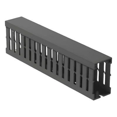 Canaleta Ranurada de PVC con Tapa / Tipo F / 32 mm x 53.8 mm / 2 m (6.56 ft) / Gris