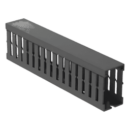 Canaleta Ranurada de PVC con Tapa / Tipo F / 32 mm x 53.8 mm / 2 m (6.56 ft) / Gris