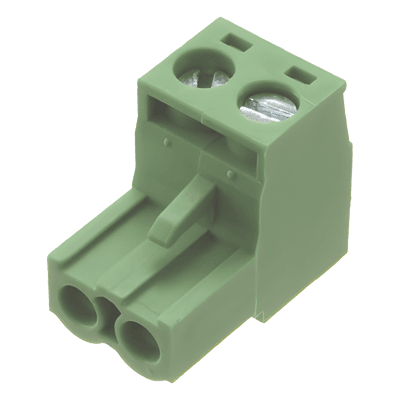 Conector terminal de alimentación de 2 pines en color verde (EPO)