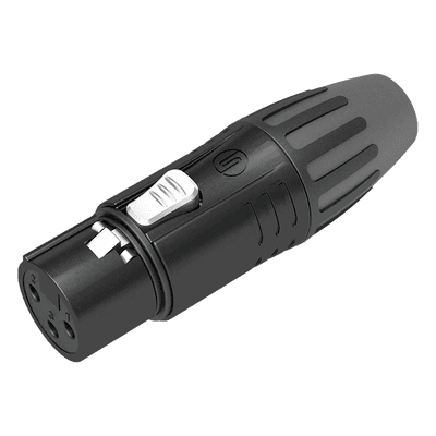 Conector XLR hembra | Carcasa Enchapada en Negro | Contactos Enchapados en Plata | 