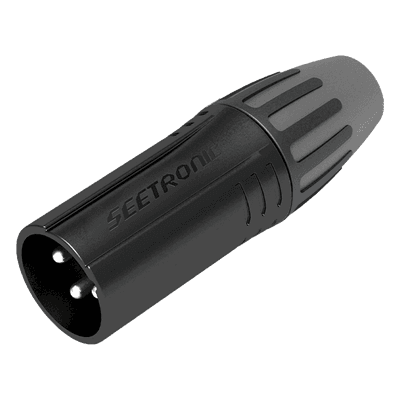 XLR conector de cable macho, carcasa enchapada en negro, contactos enchapados en plata