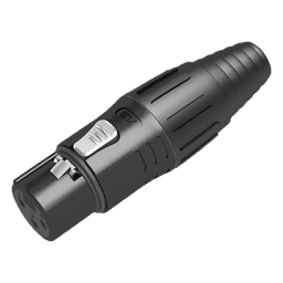 XLR conector de cable hembra, carcasa enchapada en negro, contactos enchapados en plata