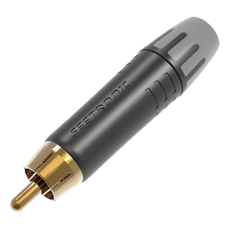 Conector Macho RCA | Carcasa Enchapada en Negro | Contacto Enchapado en Oro | Cable OD 3.5-6.5mm