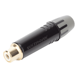 Conector Hembra RCA | Carcasa Enchapada en Negro | Contacto Enchapado en Oro | Cable OD 3.5-6.5mm