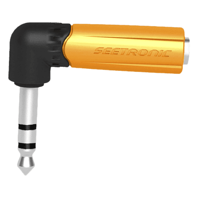 Conector Estéreo | 1/4in - 1/4in | Conector de angulo recto | Adaptador de Carcasa de Plastico