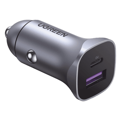 Cargador de Auto 30W | 2 Puertos USB-A y USB-C | Carga Rápida | Compatible con Vehículos de 12 y 24 VCD | PD3.0, QC4.0, SCP, PPS | Indicador Led | Diseño Compacto | Chip Inteligente | Caja de Aluminio