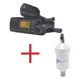 Kit de radio marina con antena de fibra de vidrio / 25W / GPS integrado / IPX4 / Cable 4.5 m (14.8 ft)