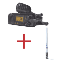 Kit de radio marina con antena de fibra de vidrio / 156-163 MHz / 25W / 2.4 m (7.9 ft) / Omnidireccional / IPX4