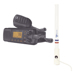 Kit de radio UM385BK | mas antena marina de fibra de vidrio TX-5206-SYS y soporte para antena 4186