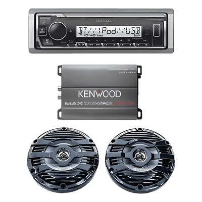 Kit de estéreo con Bluetooth KMR-M332BT | Amplificador KAC-M1814  | más Par de bocinas KFC-1653MRB
