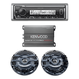 Kit de estéreo con Bluetooth KMR-M332BT | Amplificador KAC-M1814  | más Par de bocinas KFC-1653MRB