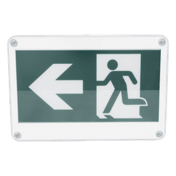Letrero EXTERIOR de Señalización salida "Hombre Corriendo"/ Alto brillo / Uso en pared, lateral o techo / Batería de Respaldo Incluida con hasta 120 minutos de duración 