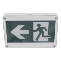 Letrero EXTERIOR de Señalización salida "Hombre Corriendo"/ Alto brillo / Uso en pared, lateral o techo / Batería de Respaldo Incluida con hasta 120 minutos de duración 