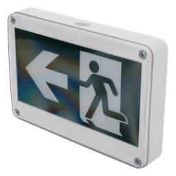 Letrero EXTERIOR de Señalización salida "Hombre Corriendo"/ Alto brillo / Uso en pared, lateral o techo / Batería de Respaldo Incluida con hasta 120 minutos de duración 