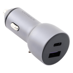 Cargador de Auto 52.5W | Puerto USB-A y USB-C | Carga Rápida | Compatible con Vehículos de 12 y 24 VCD | PD3.0 + QC3.0 | Chip Inteligente | Diseño Compacto Mayor Eficiencia Energética | Caja de Aluminio