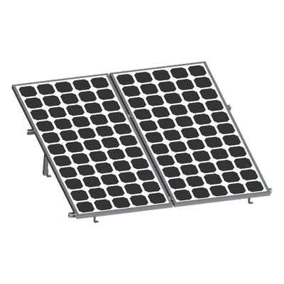 Montaje para 2 Paneles Solares, Riel "8" de 2700mm para Módulos con Espesor de 30-35mm, Velocidad de Viento Máx. 136km/h