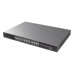 Switch Capa 3 PoE+ Administrable / 24 puertos Gigabit / 4 puertos SFP+ 10G / 360W PoE / 128 Gbps / 95.232 Mpps / 1.18 pies (0.36 m) de profundidad